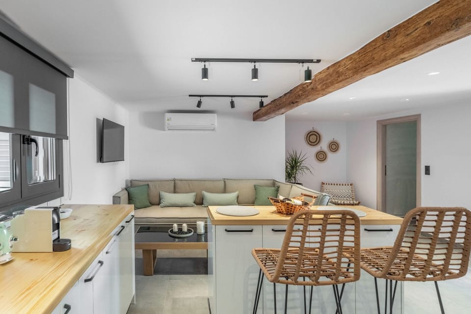 Ground floor open plan  fully equipped kitchen - living area with air condition