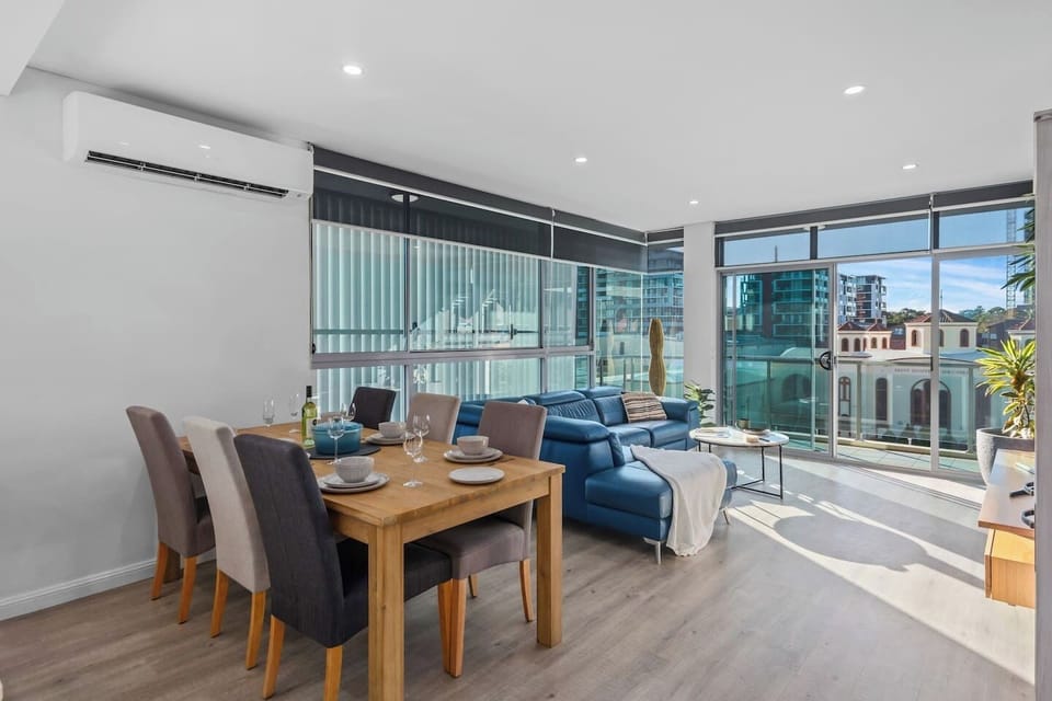  The living and dining area is open plan with air-conditioning and heating to keep things comfortable.
