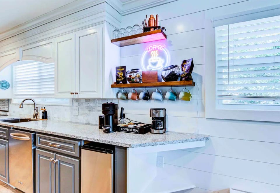 The coffee bar is the perfect spot to start your mornings right, with everything you need for a great start.