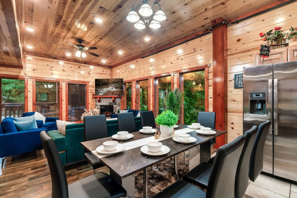 Enough seating to dine 18 people at once amongst the beautiful surroundings.