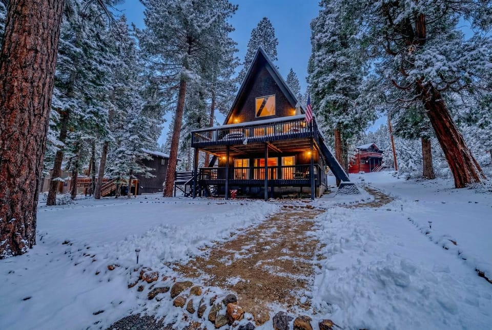 Exterior: Charming A-frame home, 2 decks, backyard w/bocce ball, horseshoe pit, picnic table