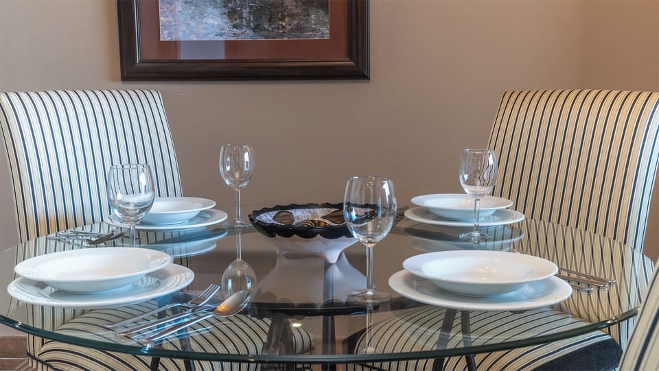 Detail of the elegant dining table.