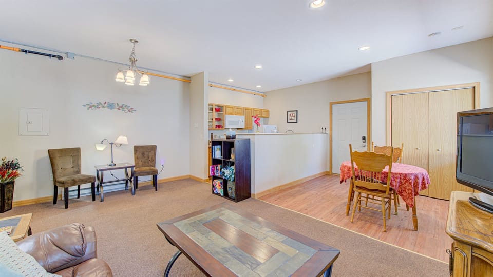 Enjoy a relaxing conversation or some reading in Starshine Condo after a day touristing in the beautiful Pepin area.