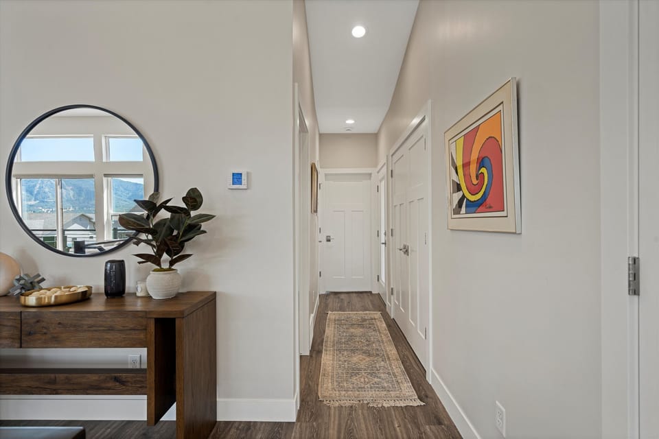 Hallway from the Living area to the primary and guest bedrooms.