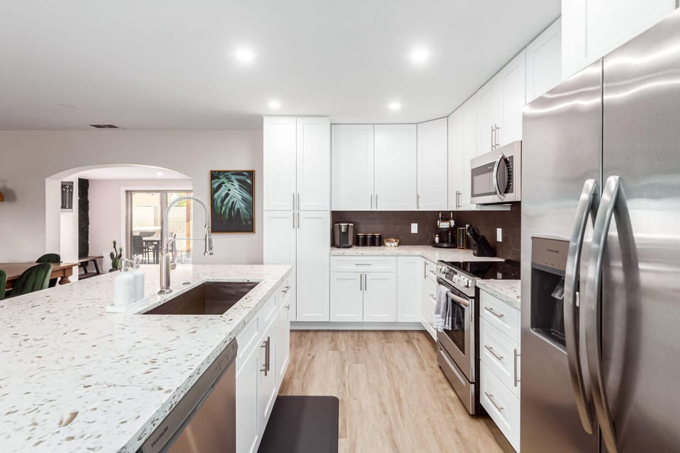 Updated, Bright and White Fully Stocked Kitchen