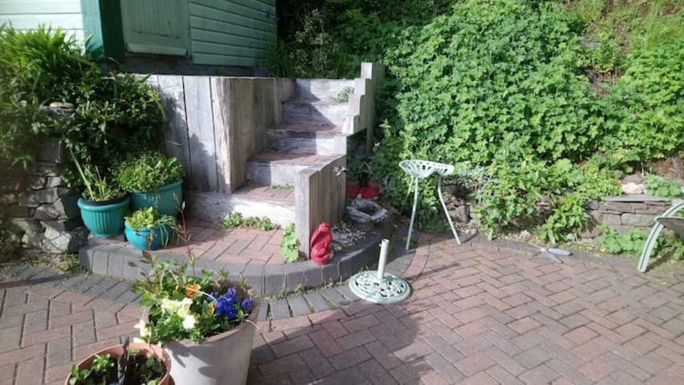 front patio facing the west and the setting sun