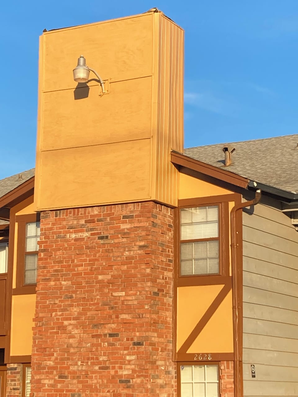 Exterior of building front of complex