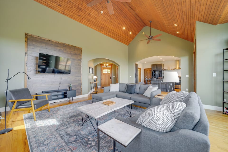 Living Room | Indoor Fireplace | Long Range Mountain Views