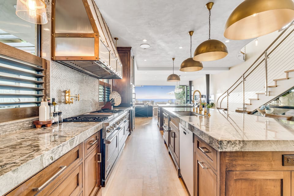 Chef's Kitchen - Viking Range, Four Under-Counter Fridges 