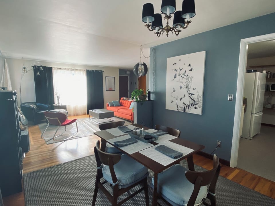 Dinner party of six? Two additional folding chairs are available upon request
