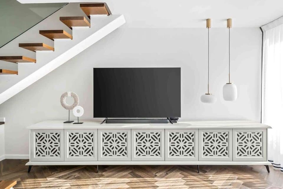 Both TVs (bedroom and living room) have streamers so you can enjoy your favorite shows