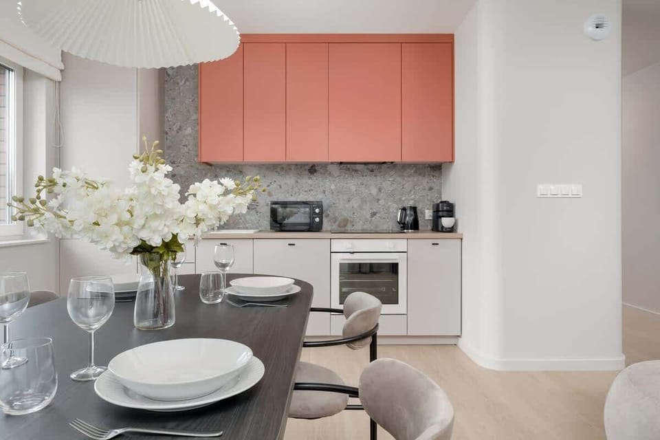 Kitchen and dining space overview
Stylish design and open layout.
