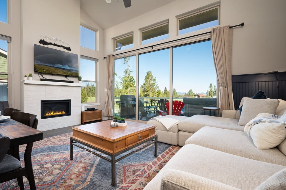 Open Living Room with Custom Windows