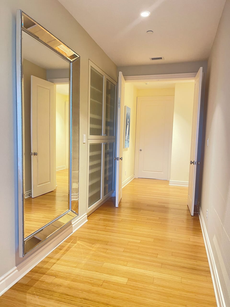 Master dual-door entry, shoe closet, and full length mirror