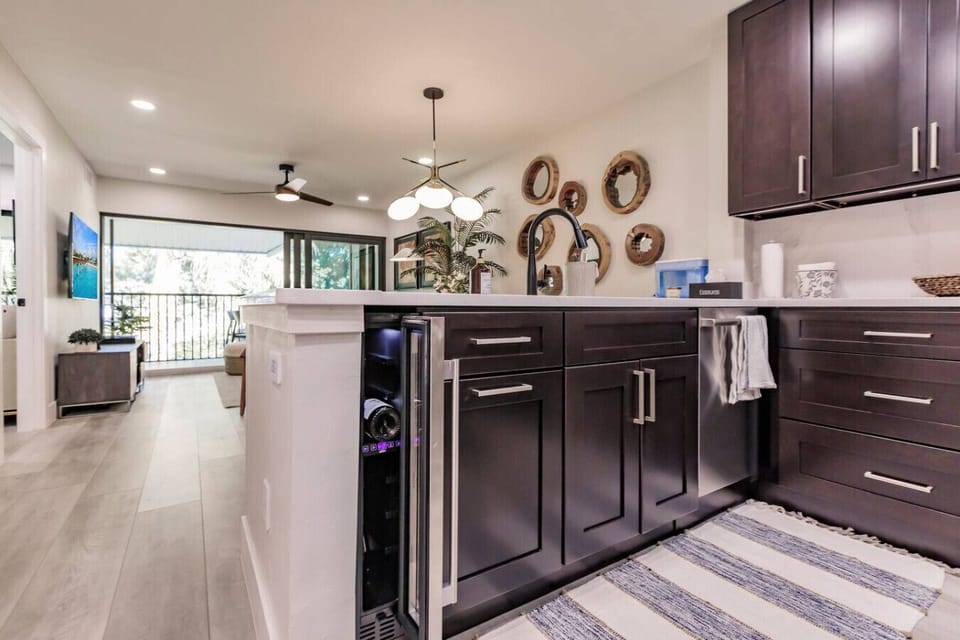There is even a wine fridge to keep your Wine chilled.
