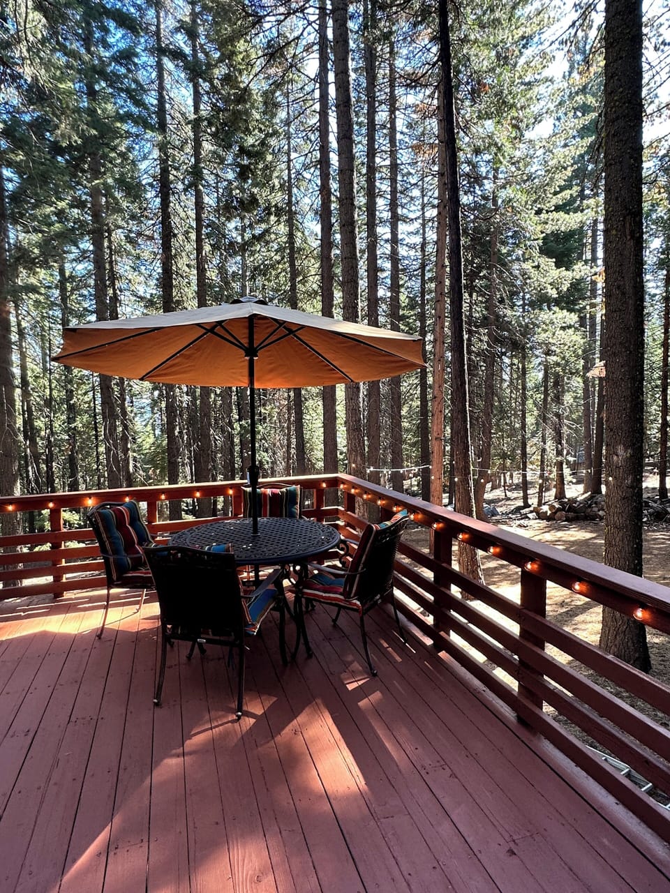 Patio table on deck.