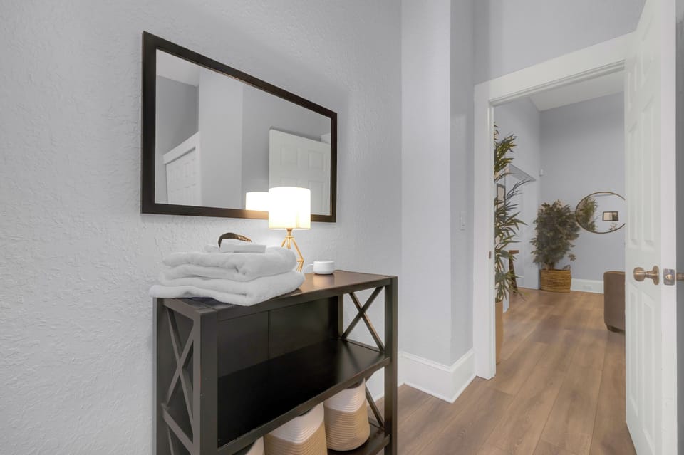 bookshelf in a bedroom