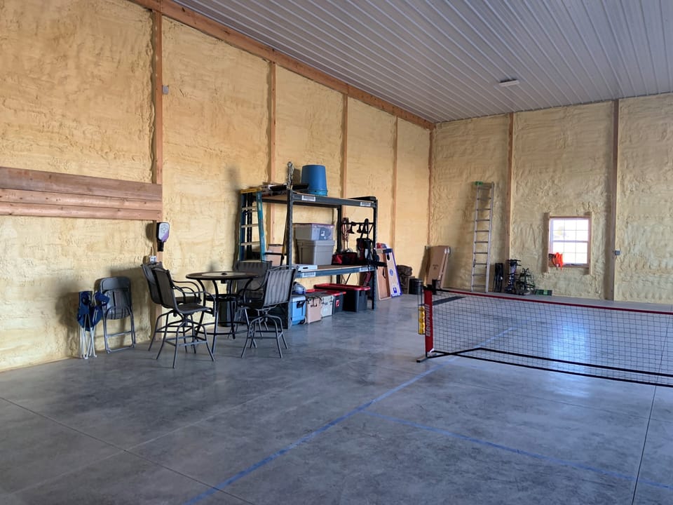 Indoor pickleball court in the shop.