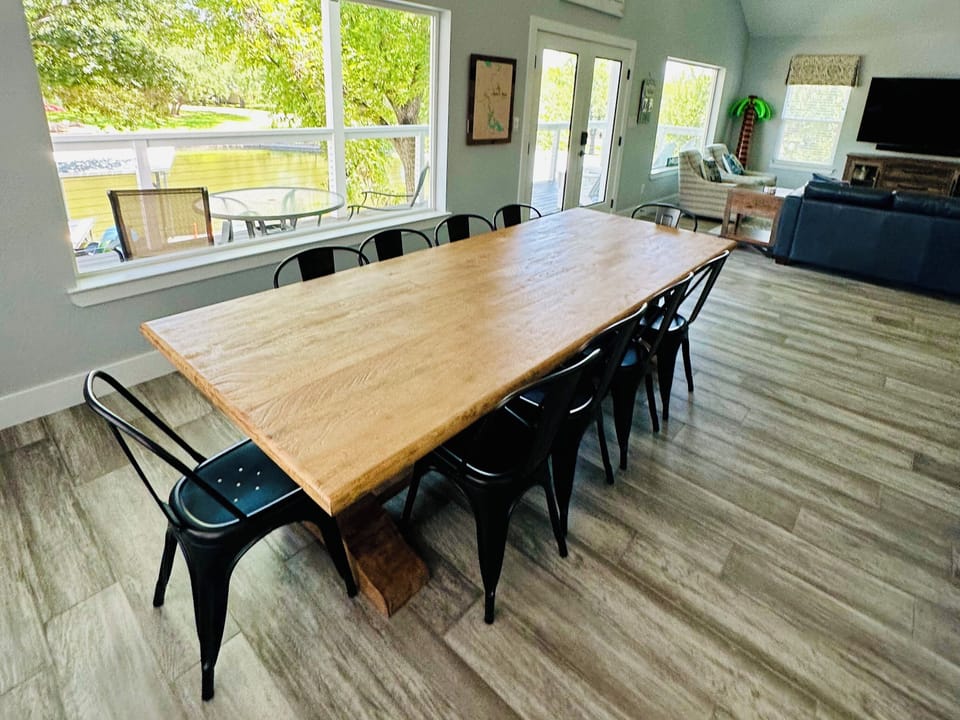 Oversized dining table perfect for family meals and game nights