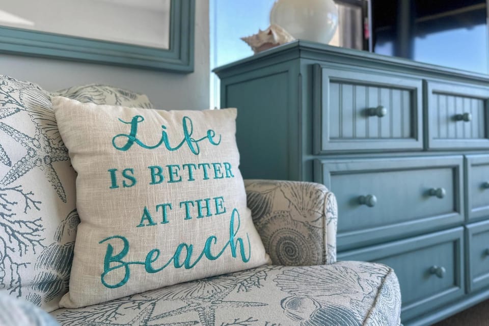 Cozy coastal accents that create a relaxing beach inspired retreat.