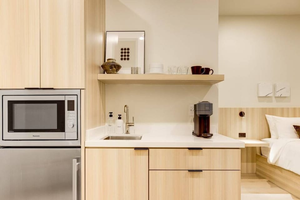 Kitchenette with Nespresso Coffee Machine and Mini Fridge - No Stove
