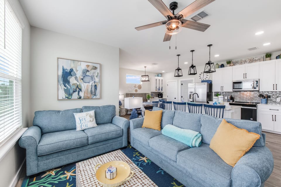 Unwind in the living area with sofa sleeper