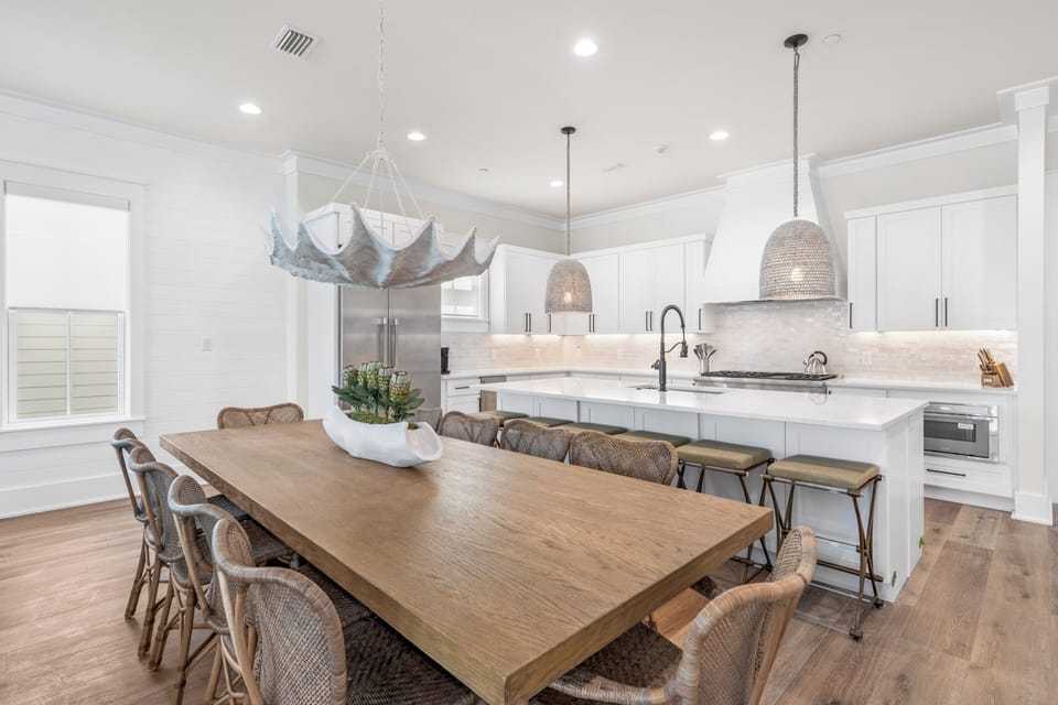 Dining table with seating for 8