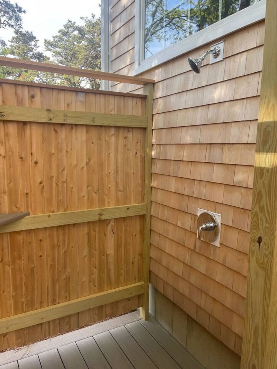 Large outdoor shower, perfect for feeling refreshed starting the day or coming back from the beach