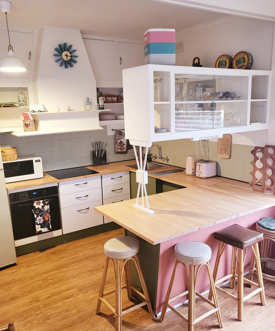 Retro kitchen with modern appliances 
