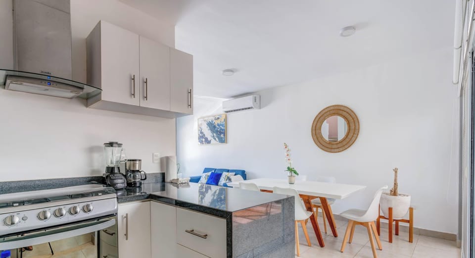 A fully-equipped kitchen for preparing meals at home
