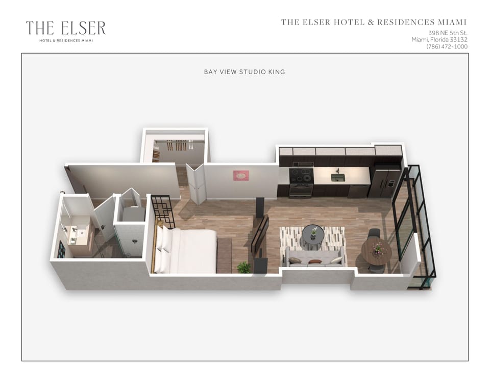 Picture your stay easily with a clear studio layout.