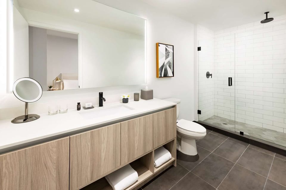 Refresh under the rainfall shower and unwind in spa brightness.