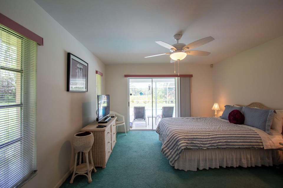 Master Bedroom coming from bathroom.
