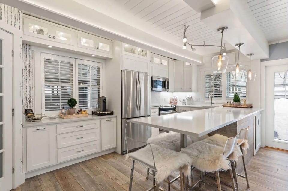 Kitchen with large pantry and island