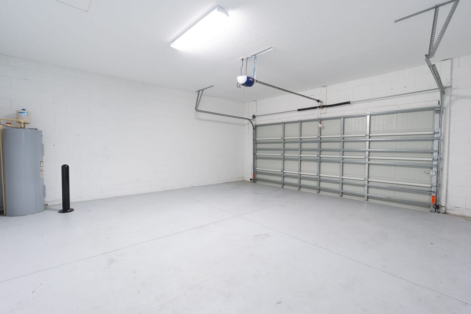 Indoors, Garage, Room, Floor, Lamp