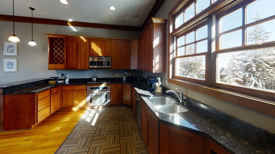 Indoors, Hardwood, Stained Wood, Kitchen, Sink