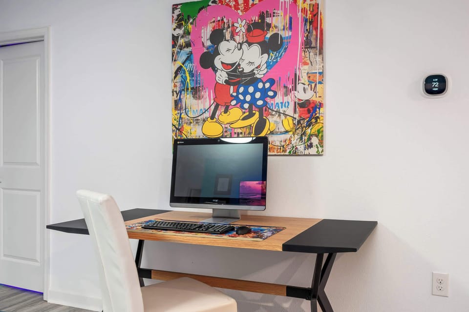Built-in workspace with Chromebase computer for catching up on email or schoolwork.