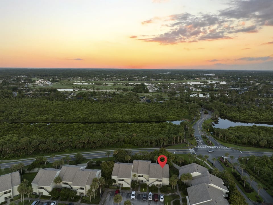 Peaceful sunset view over the surrounding natural landscape.