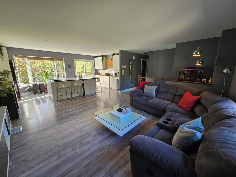 Open living room and full Kitchen. 