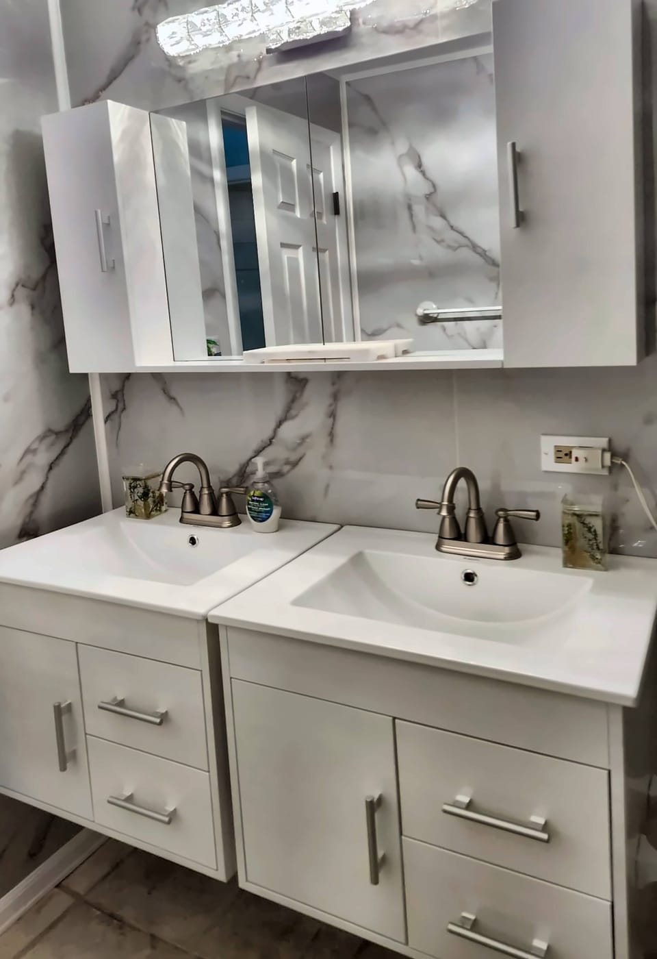 Brand new bathroom with double vanity.