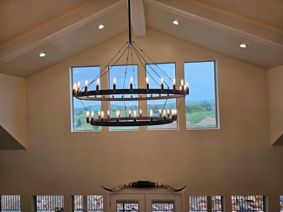 vaulted ceiling of great room