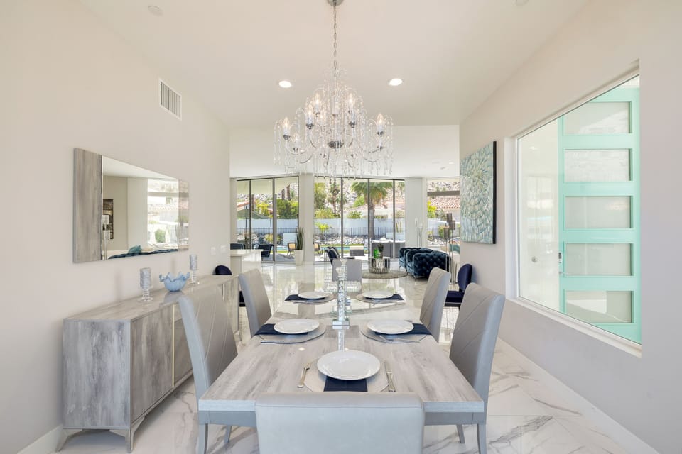 Spacious dining table for six for your gatherings.