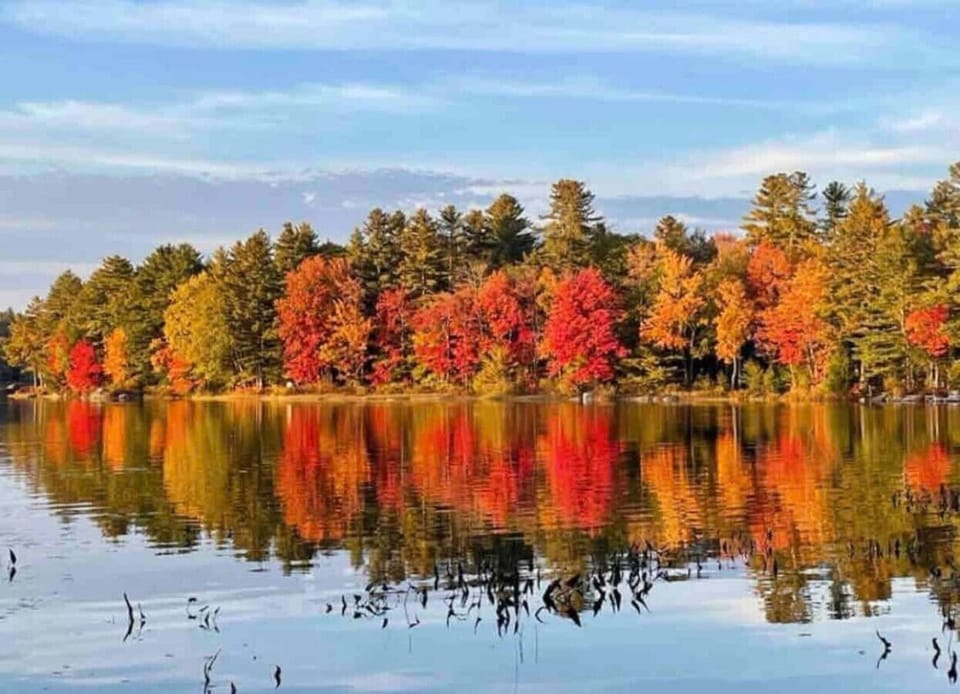 Our waterfront view of magnificent fall foliage.