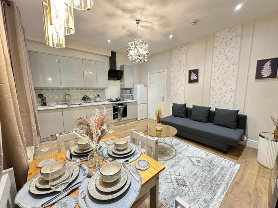 This photo represents the living/kitchen of the flat. 