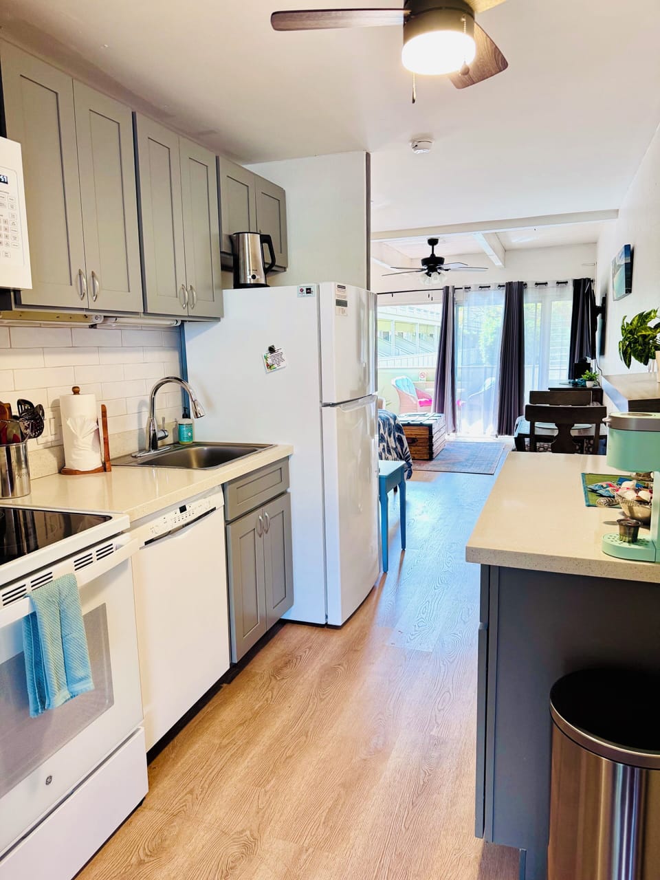 Updated kitchen with all new appliances and everything needed for cooking meals.