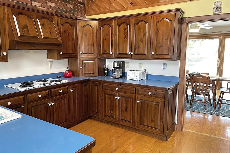 Spacious and well equipped kitchen.