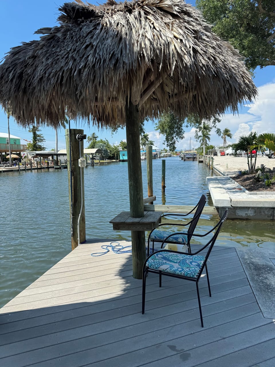 Nice shade seating area on the dock 