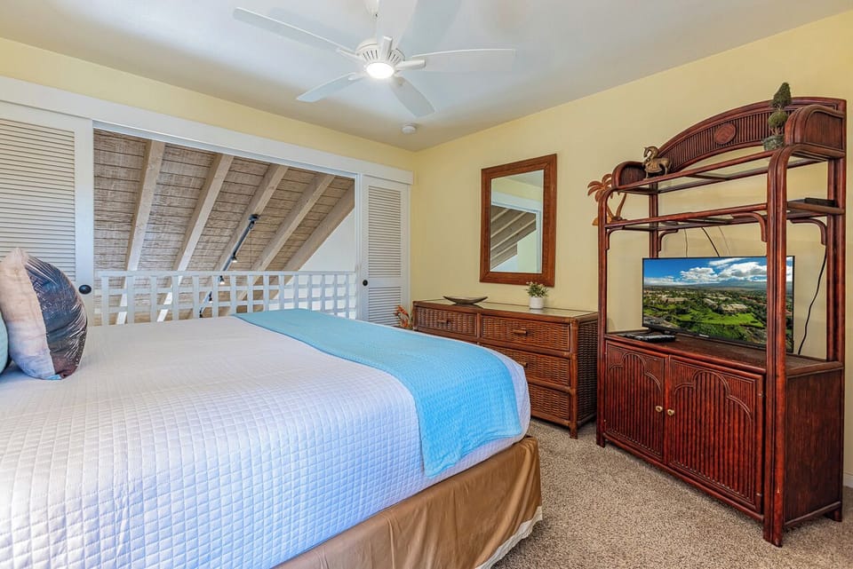 You can unwind while catching up on your favorite shows in the bedroom