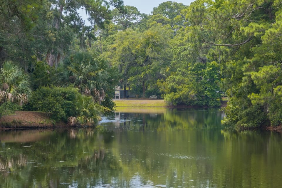View to South Sea Pines Dr from the deck and pool; your minutes away from Harbour Town, South Beach (Salty Dog), and the beach