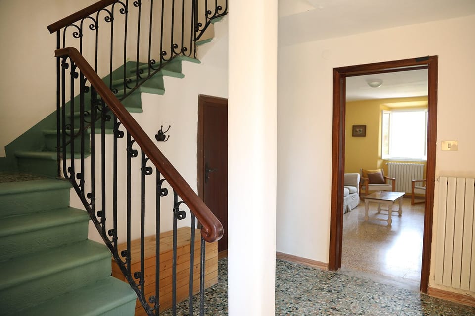 Living room and staircase.